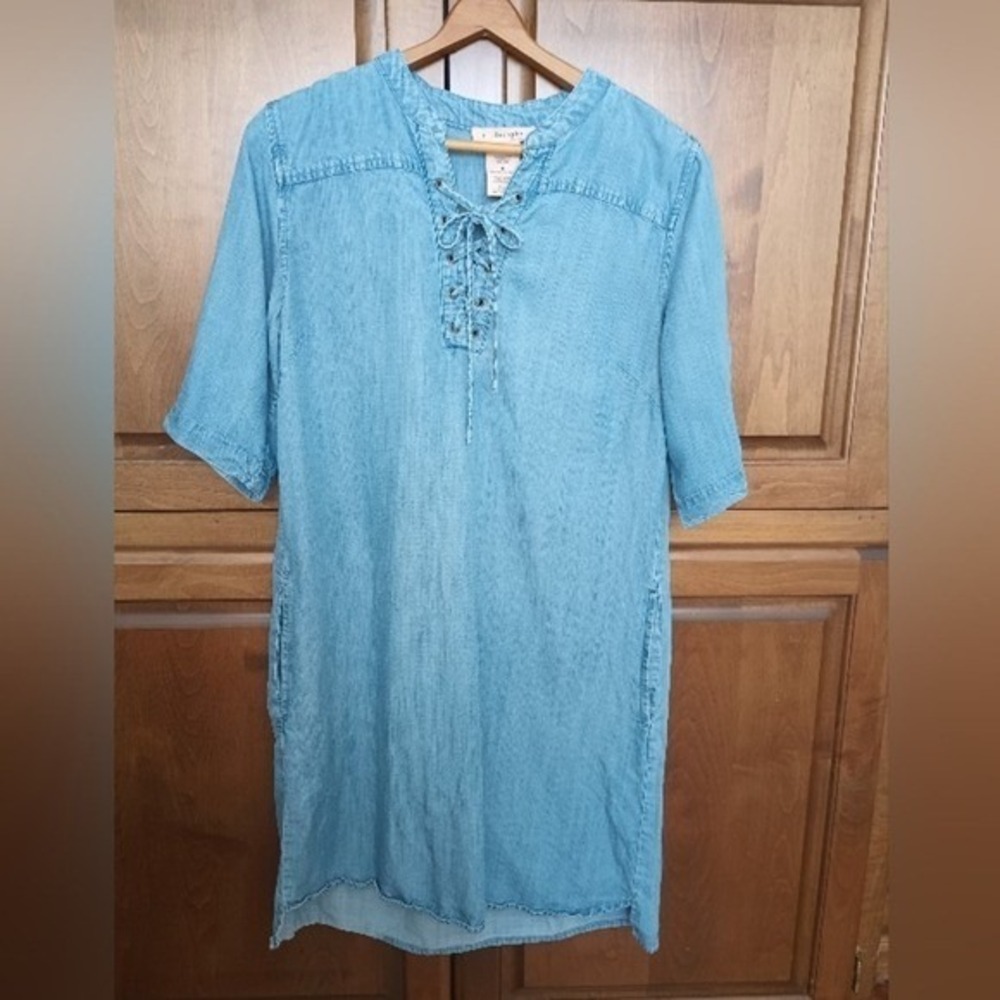 Philosophy Light Blue Lace-Up Denim Dress